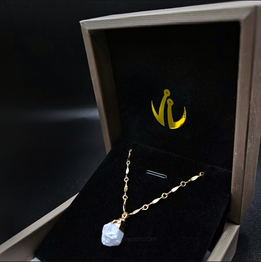 Raw Sri Lankan Moonstone in 10K Gold Necklace | JUNE Birthstone