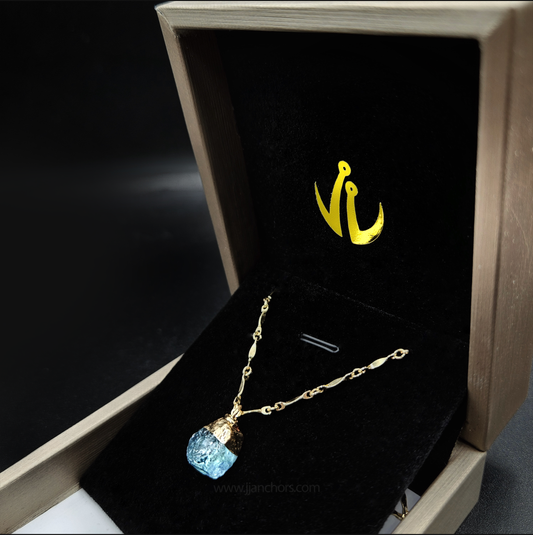 Raw Brazilian Aquamarine in 10K Gold Necklace | MARCH Birthstone