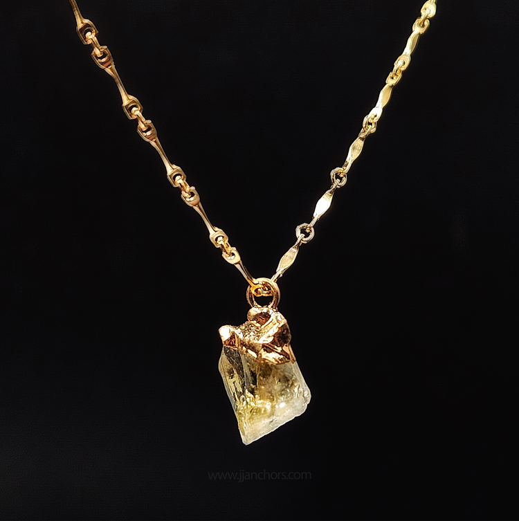 Raw Bolivian Citrine in 10K Gold Necklace | NOVEMBER Birthstone