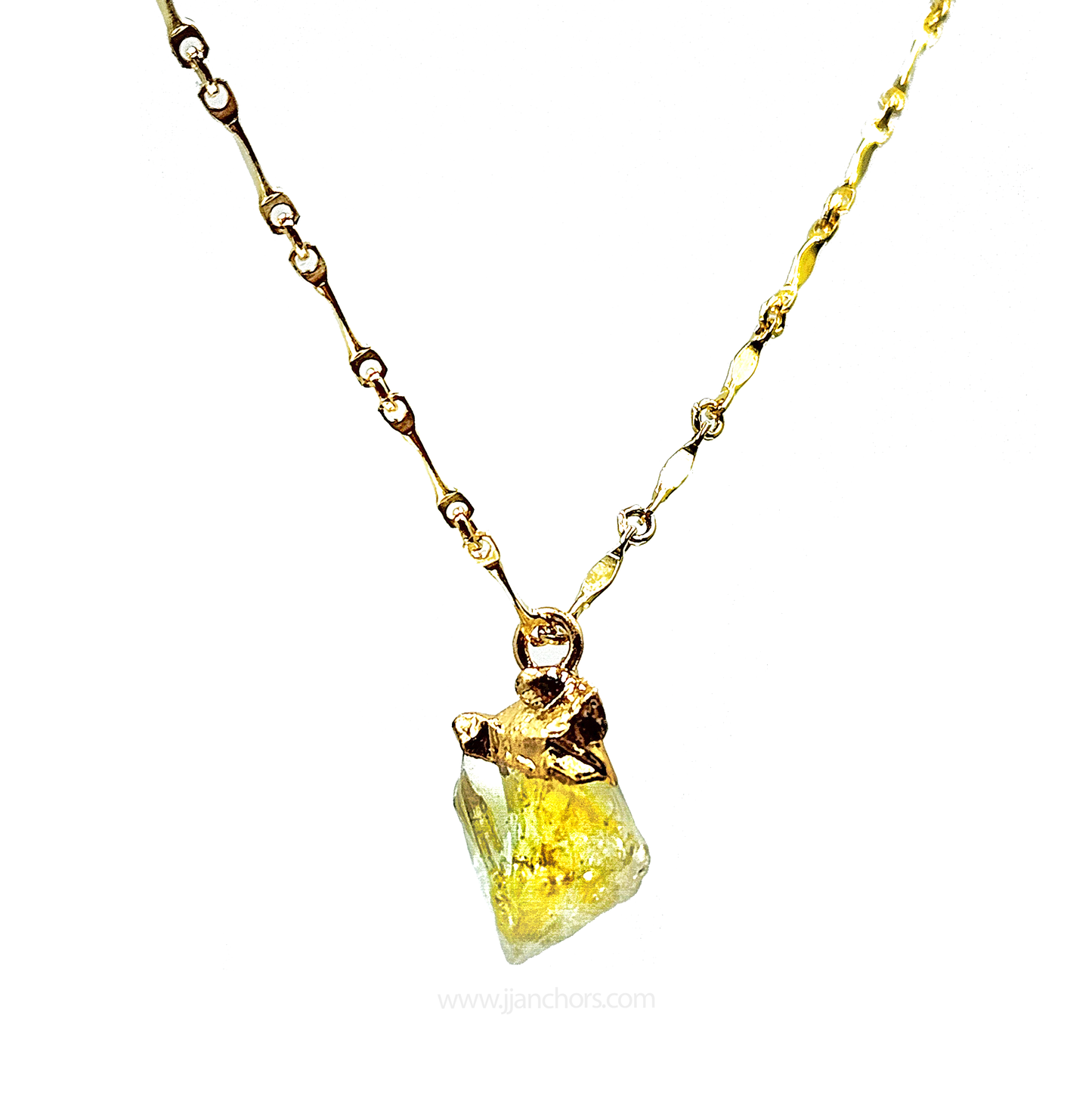 Raw Bolivian Citrine in 10K Gold Necklace | NOVEMBER Birthstone