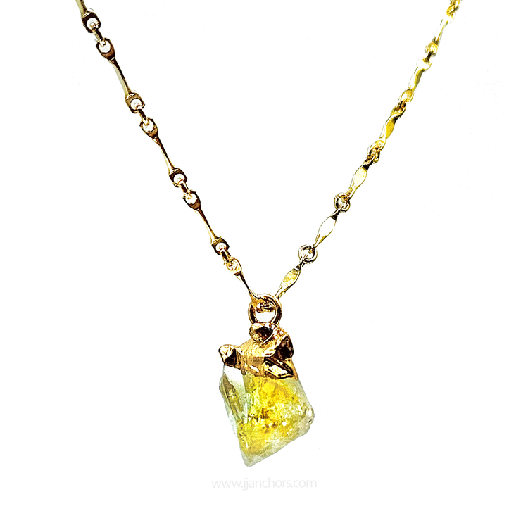 Raw Bolivian Citrine in 10K Gold Necklace | NOVEMBER Birthstone