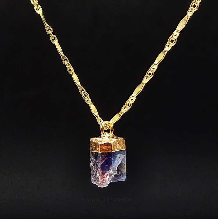 Raw Kenyan Sapphire in 10K Gold Necklace | SEPTEMBER Birthstone