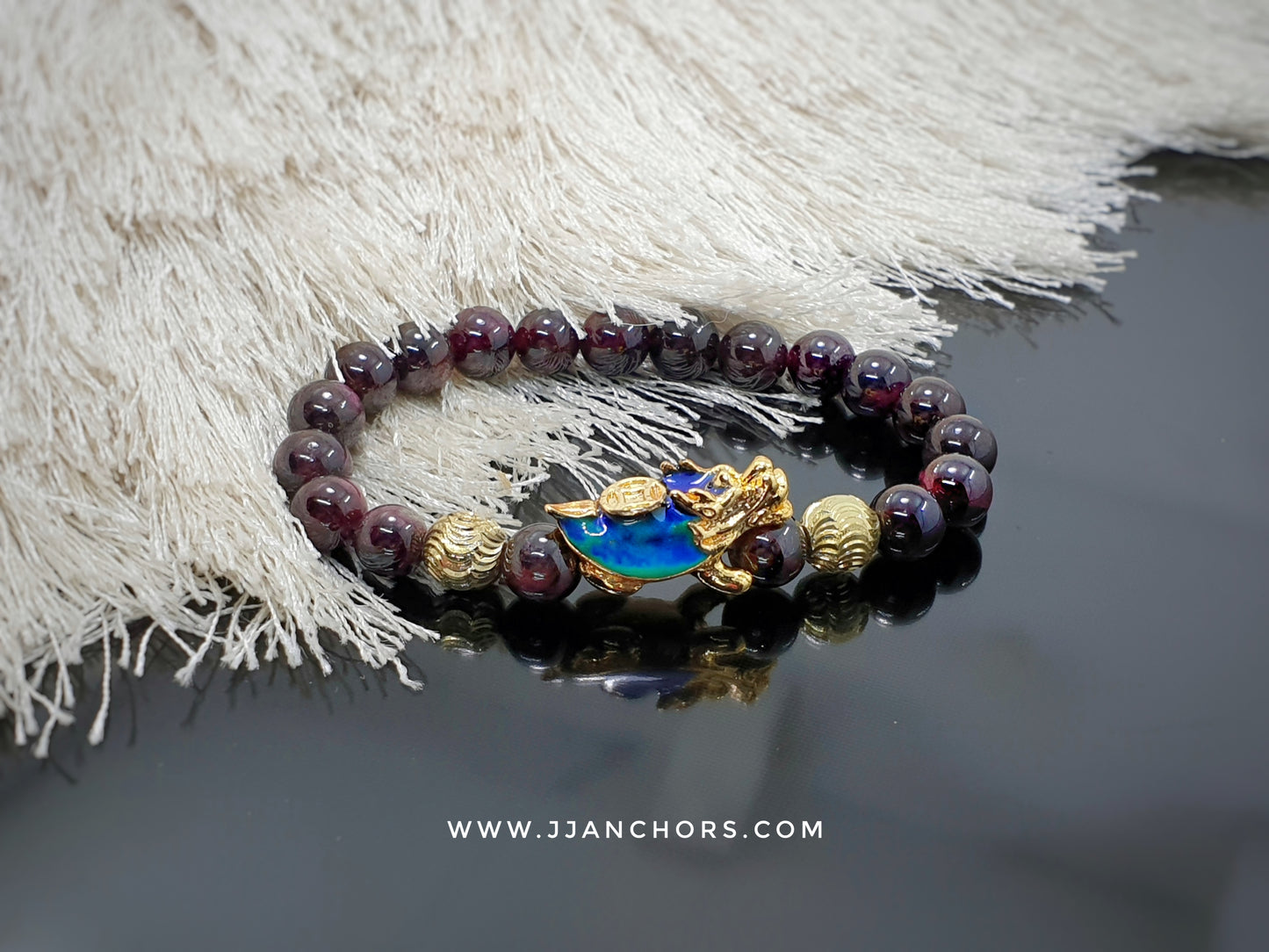 Lucky Dragon Tortoise with Garnet and Gold