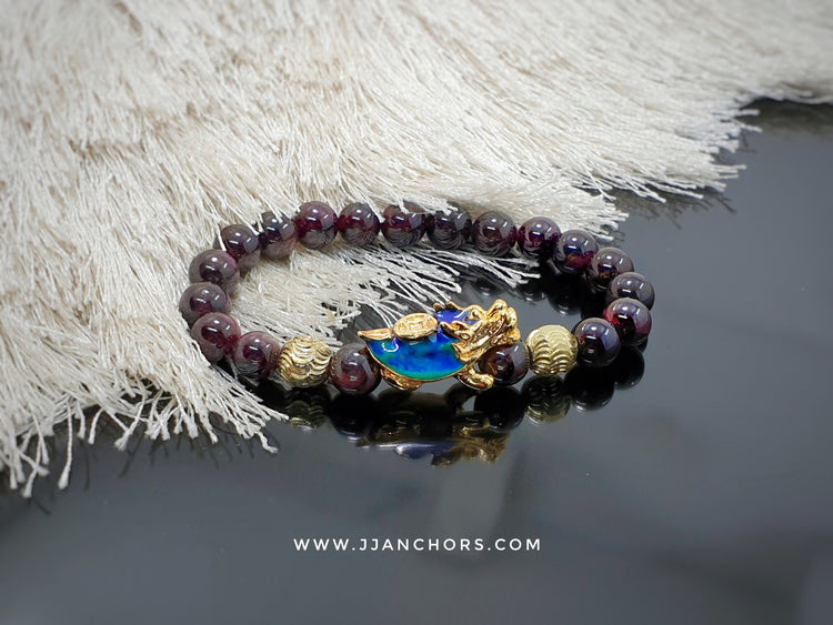 Lucky Dragon Tortoise with Garnet and Gold