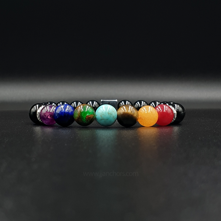 The 7 Chakra Bracelet with Black Onyx