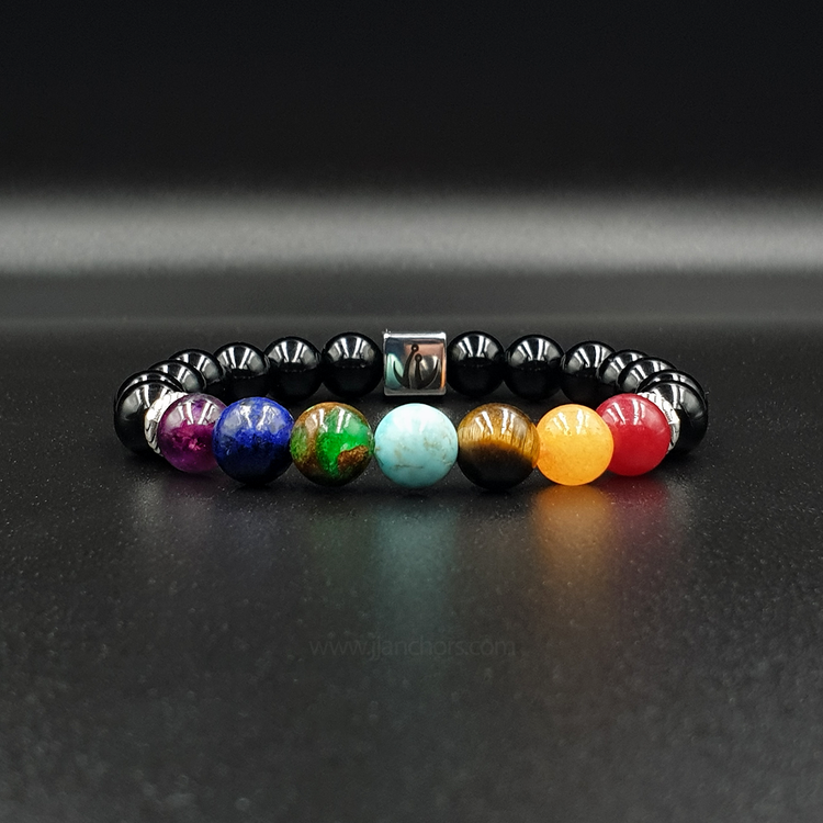 The 7 Chakra Bracelet with Black Onyx