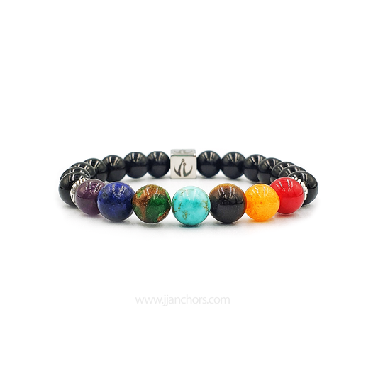 The 7 Chakra Bracelet with Black Onyx