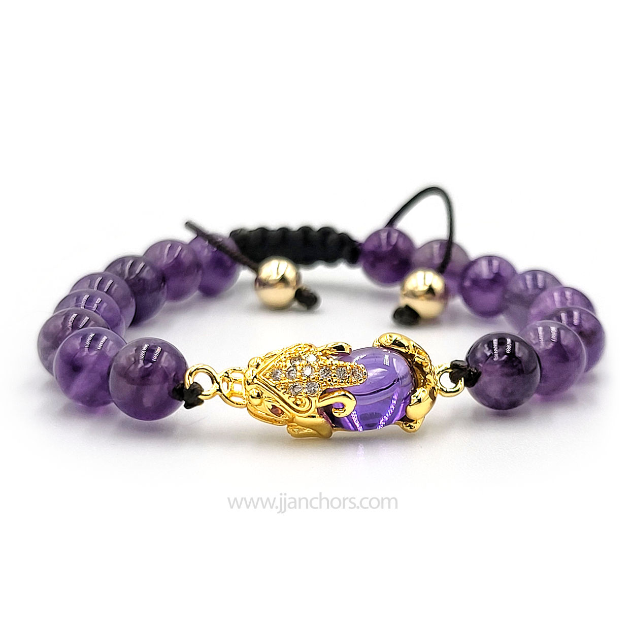 Amethyst Money Catcher PiYao Bracelet with 12K Gold Amethyst