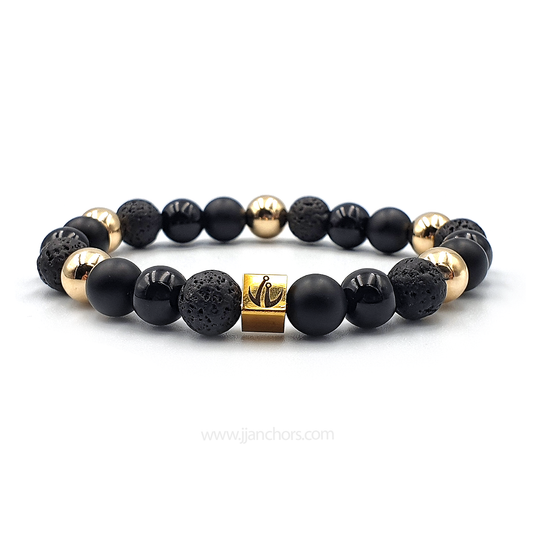 Belenus - 12K Gold | Onyx | Lava Stone