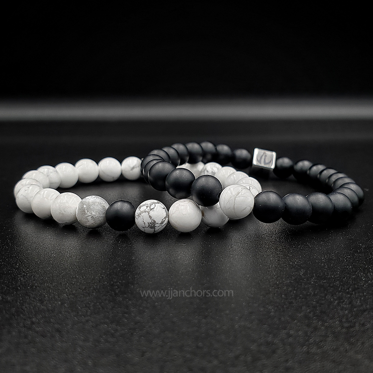 Distance Bracelet - Howlite | Matte Black Onyx