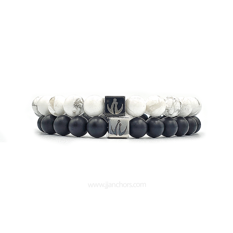 Distance Bracelet - Howlite | Matte Black Onyx
