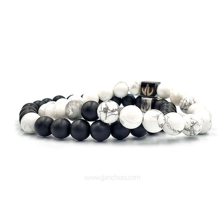 Distance Bracelet - Howlite | Matte Black Onyx