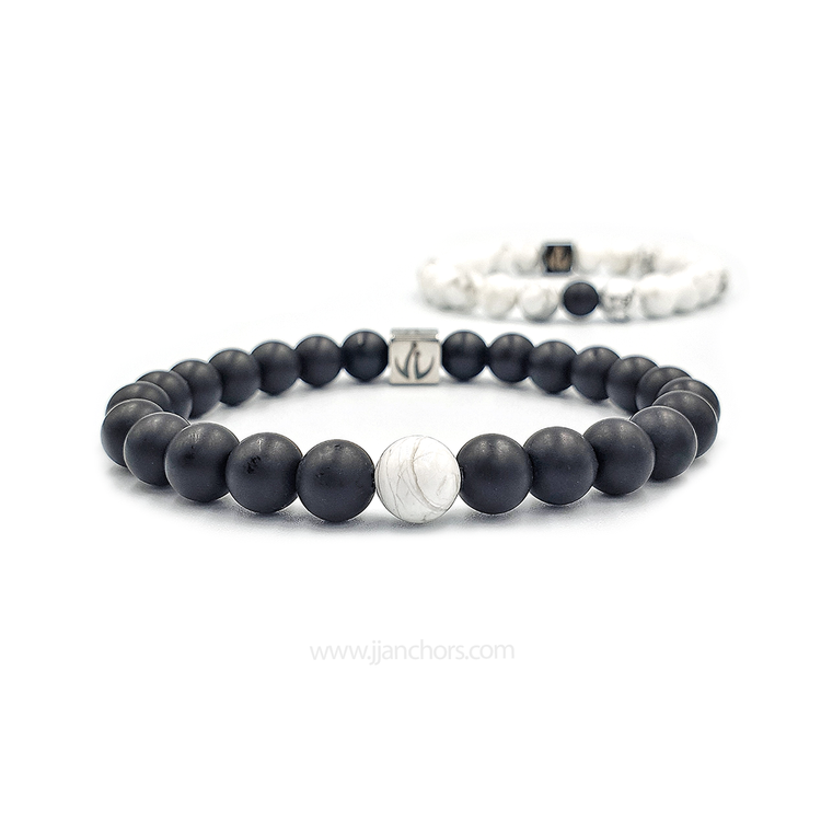 Distance Bracelet - Howlite | Matte Black Onyx