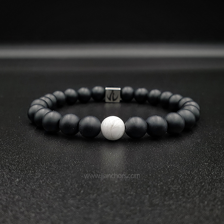 Distance Bracelet - Howlite | Matte Black Onyx