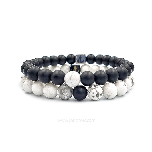 Distance Bracelet - Howlite | Matte Black Onyx