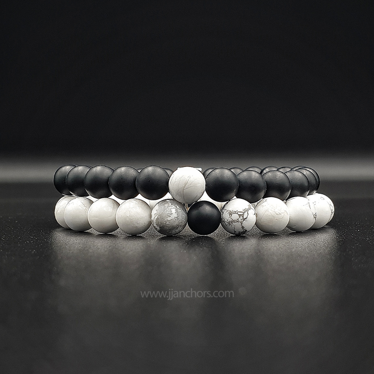 Distance Bracelet - Howlite | Matte Black Onyx