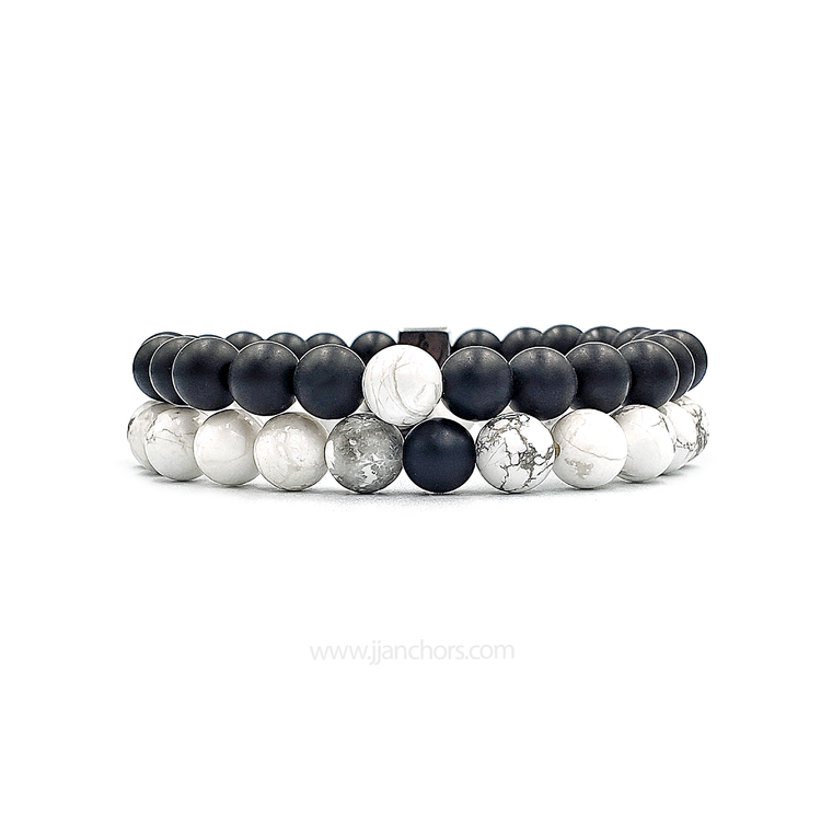 Distance Bracelet - Howlite | Matte Black Onyx