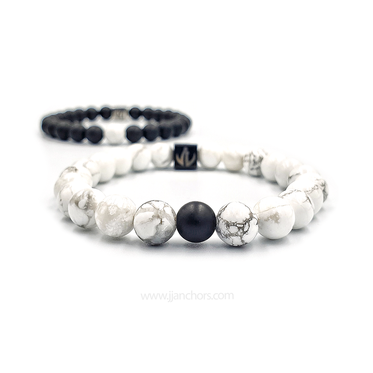 Distance Bracelet - Howlite | Matte Black Onyx