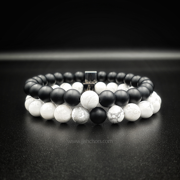 Distance Bracelet - Howlite | Matte Black Onyx