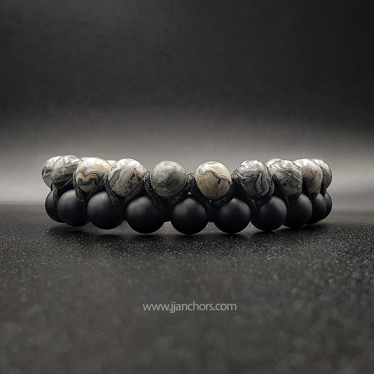 Greg - Shamballa Map Jasper | Matte Black Onyx