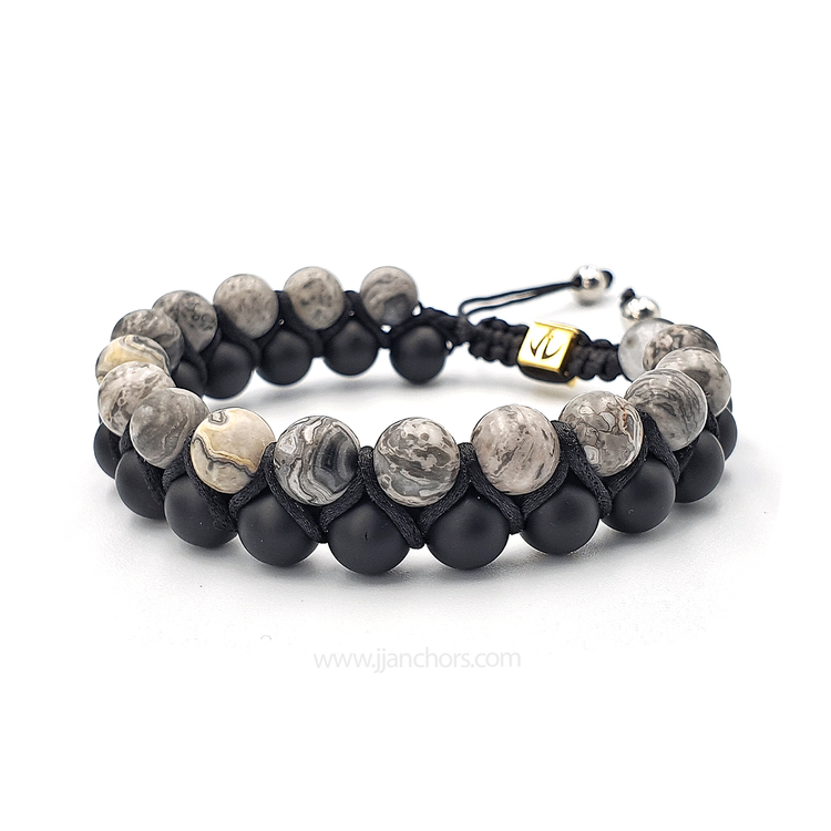 Greg - Shamballa Map Jasper | Matte Black Onyx