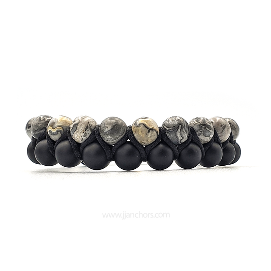 Greg - Shamballa Map Jasper | Matte Black Onyx