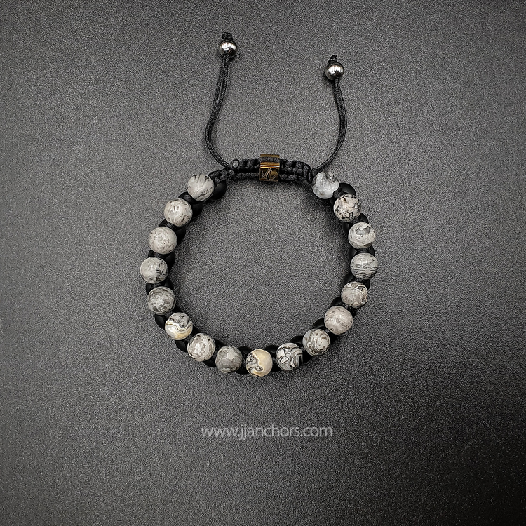 Greg - Shamballa Map Jasper | Matte Black Onyx