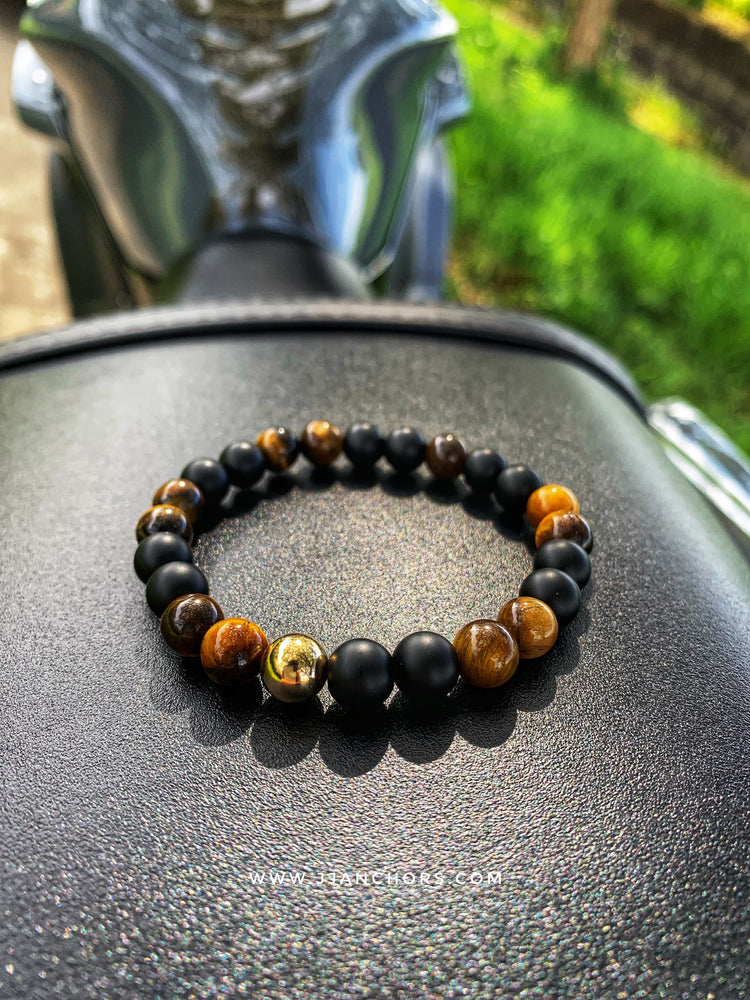 Hermes I - Tiger's Eye | Matte Black Onyx | 12K Gold