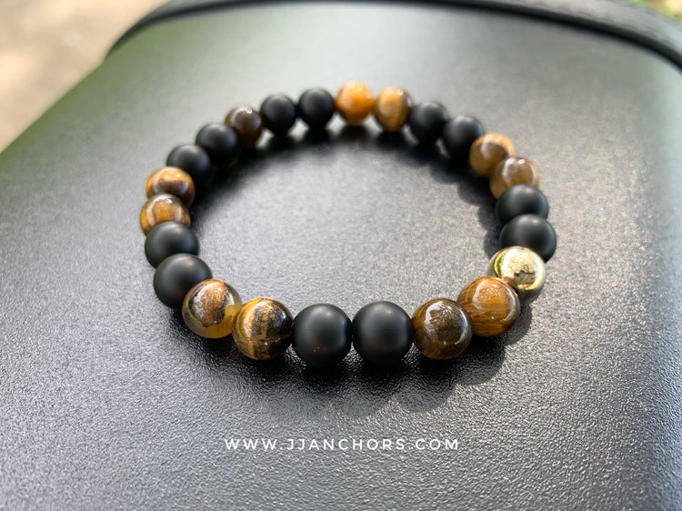 Hermes I - Tiger's Eye | Matte Black Onyx | 12K Gold