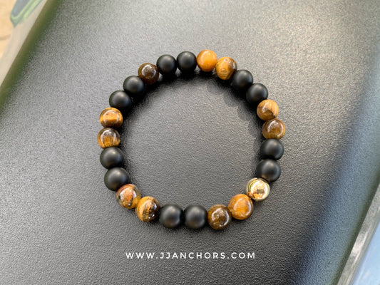 Hermes I - Tiger's Eye | Matte Black Onyx | 12K Gold