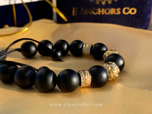 Alecco - Matte Black Onyx | Gold Stainless Steel | Cubic Zirconia