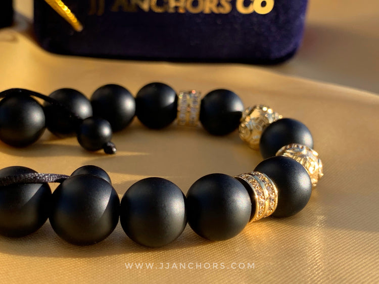Alecco - Matte Black Onyx | Gold Stainless Steel | Cubic Zirconia