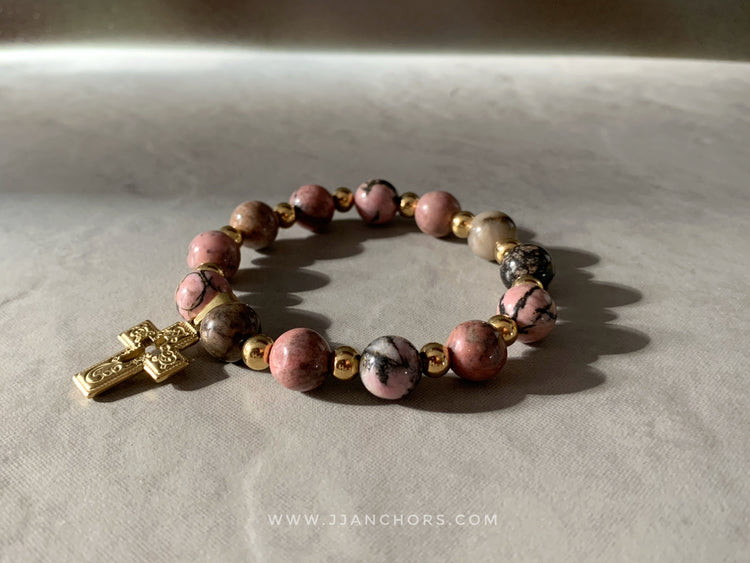 Martha - Rhodonite | Gold Titanium