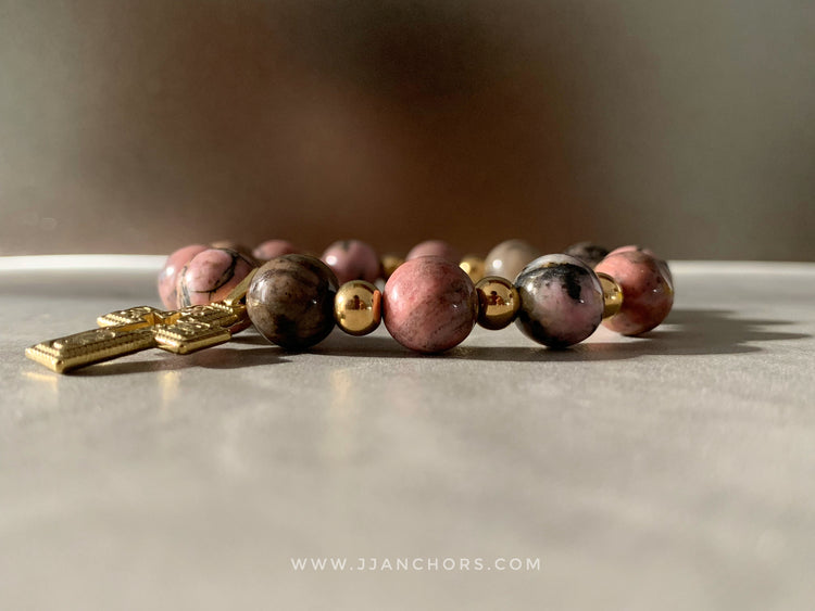 Martha - Rhodonite | Gold Titanium