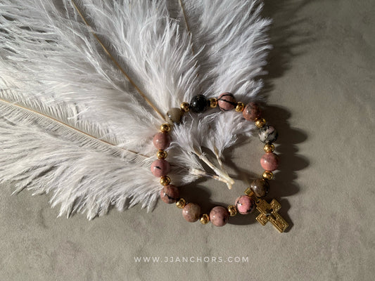 Martha - Rhodonite | Gold Titanium