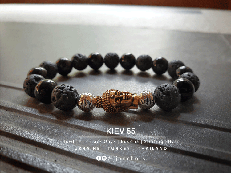 Kiev 55 - Lava Stone | Black Onyx | Buddha | Sterling Silver