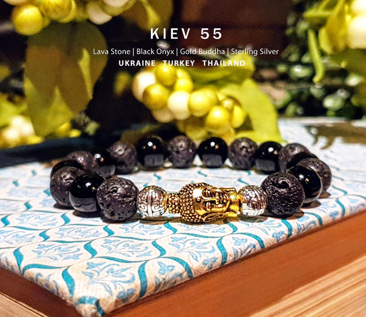 Kiev 55 - Lava Stone | Black Onyx | Buddha | Sterling Silver
