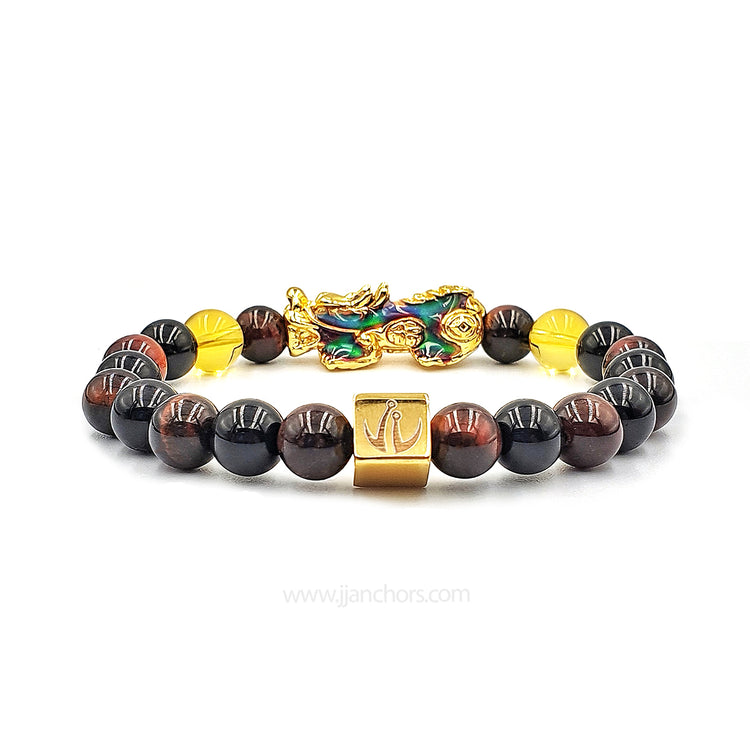 Lucky PiYao with Red Tiger's Eye, Black Onyx and Citrine