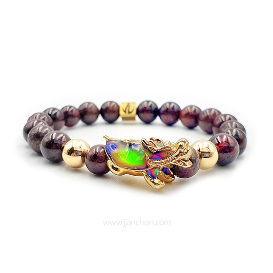 Lucky Dragon Tortoise with Garnet and Gold