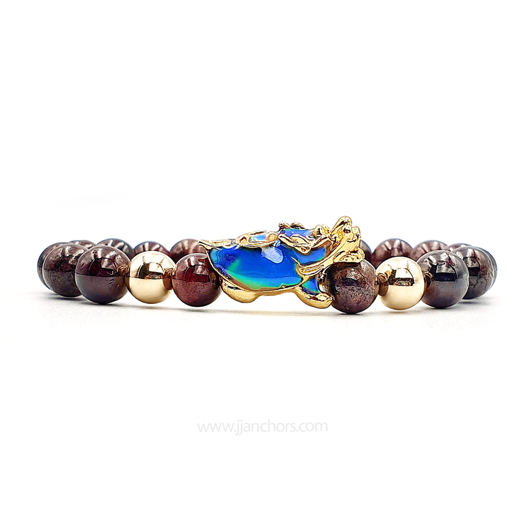 Lucky Dragon Tortoise with Garnet and Gold