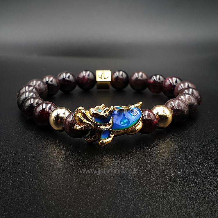 Lucky Dragon Tortoise with Garnet and Gold