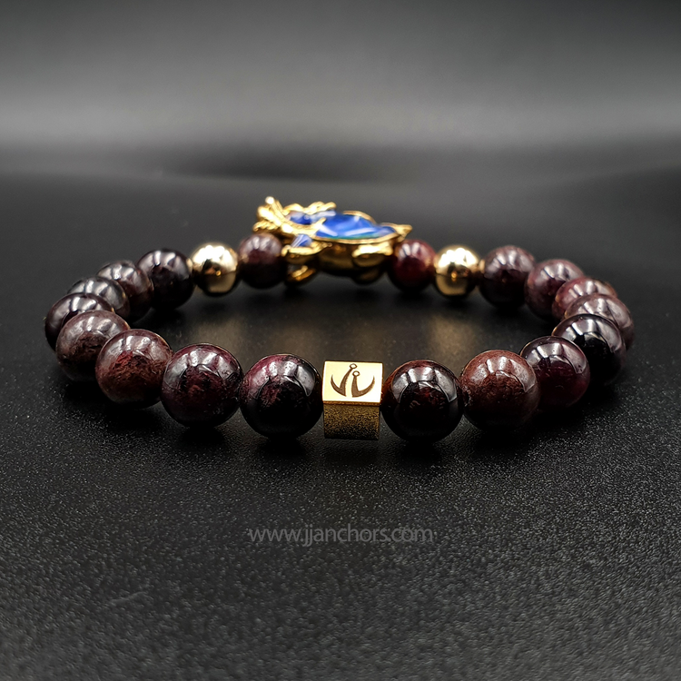 Lucky Dragon Tortoise with Garnet and Gold
