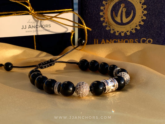 Arturo - Black Onyx | Silver Stainless Steel | Cubic Zirconia