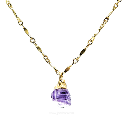 Raw German Amethyst in 10K Gold Necklace | FEBRUARY Birthstone