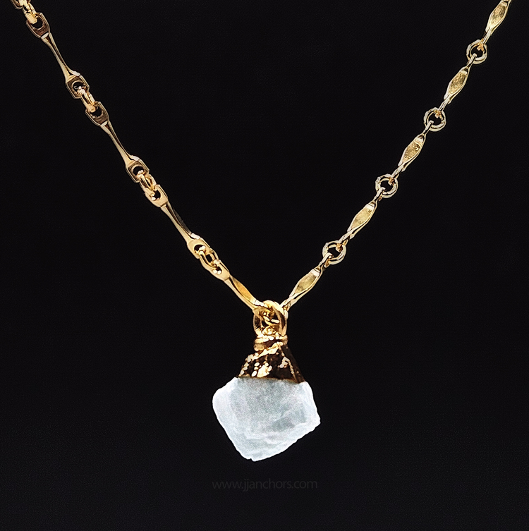Raw Sri Lankan Moonstone in 10K Gold Necklace | JUNE Birthstone