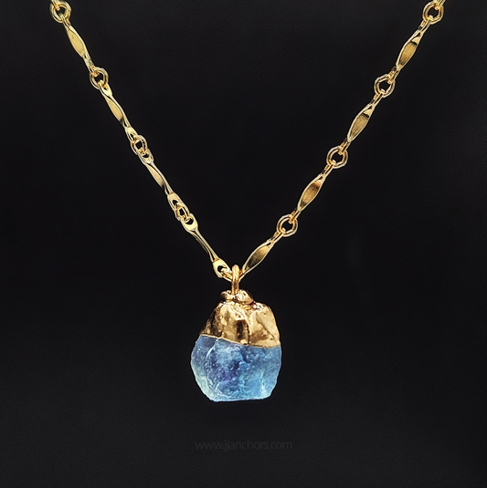 Raw Brazilian Aquamarine in 10K Gold Necklace | MARCH Birthstone