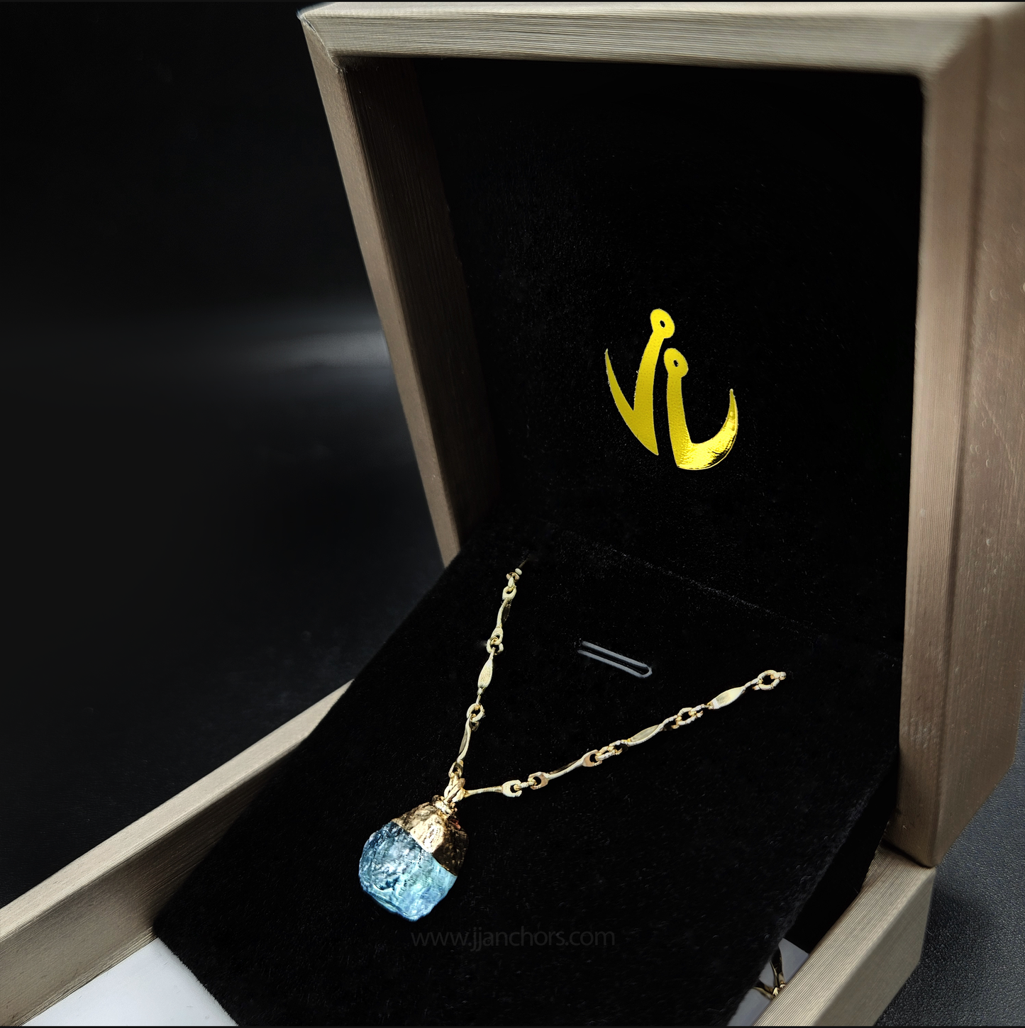Raw Brazilian Aquamarine in 10K Gold Necklace | MARCH Birthstone