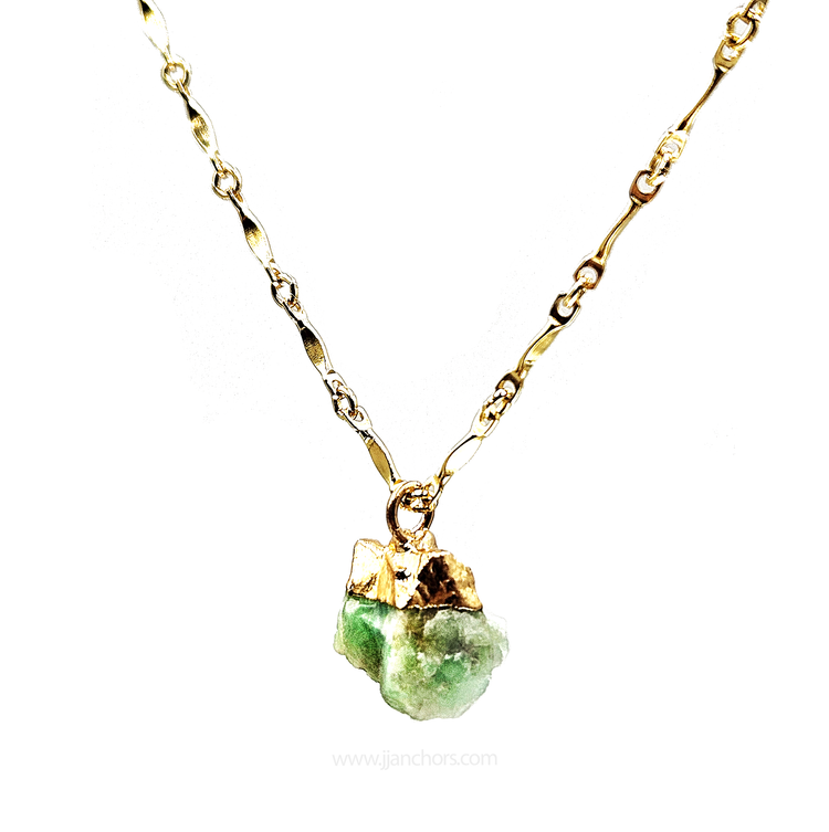 Raw Colombian Emerald in 10K Gold Necklace | MAY Birthstone