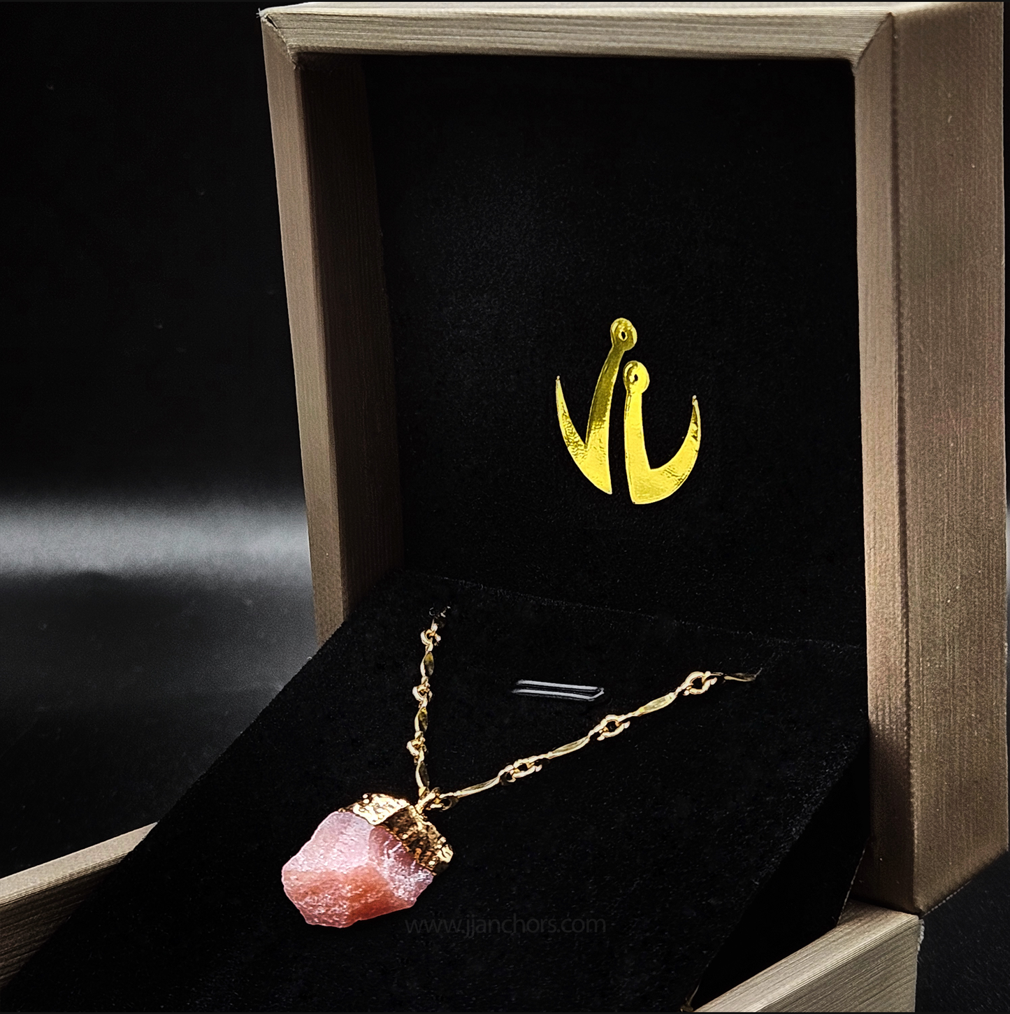 Raw Peruvian Pink Opal in 10K Gold Necklace | OCTOBER Birthstone