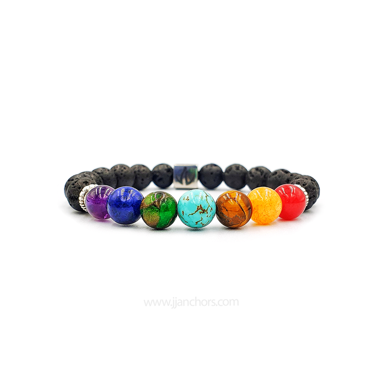 The 7 Chakra Bracelet with Lava Stone